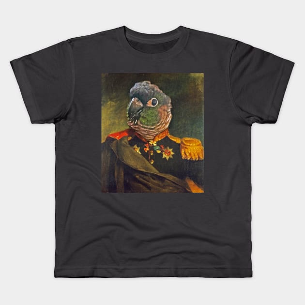 Parrot Miliary Portrait Kids T-Shirt by UselessRob